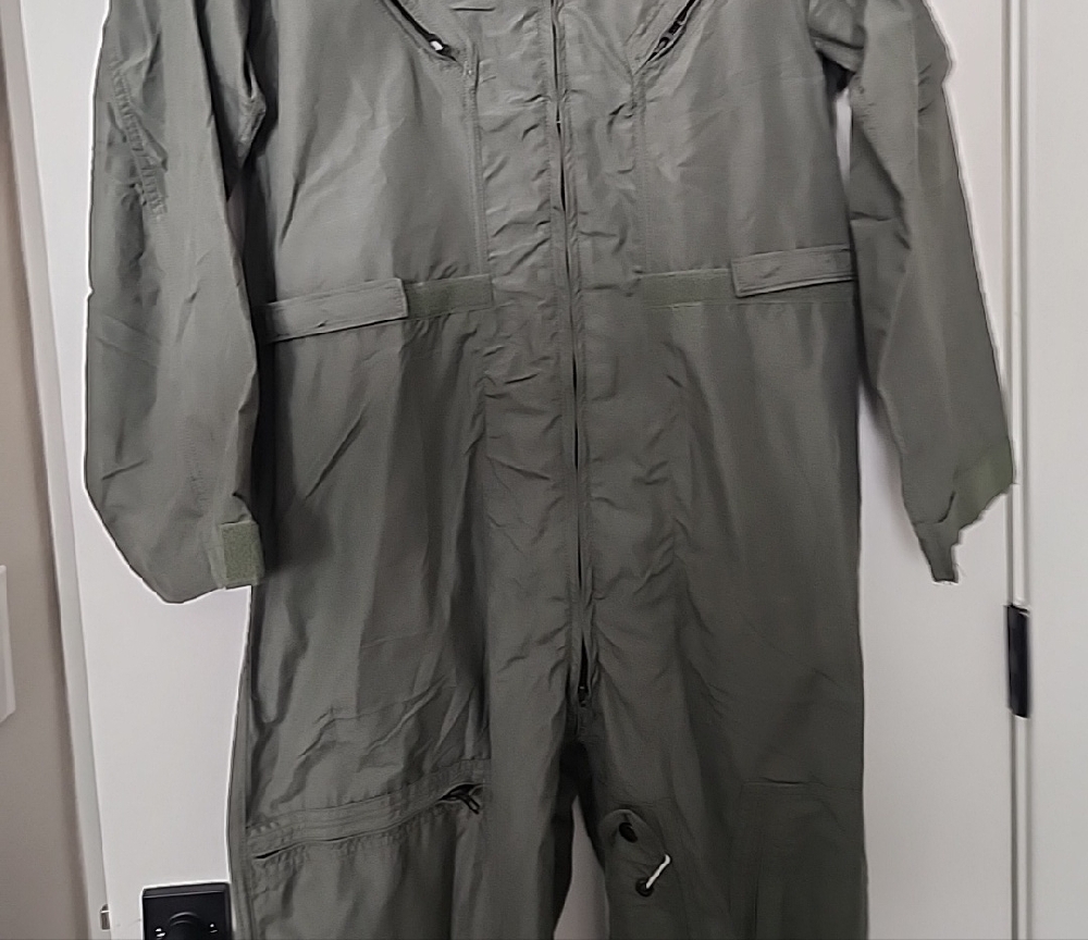 Mens' Military OD Green Coverall Flight Jumpsuit Fire Resistant Size 46R *New* - Picture 8 of 8